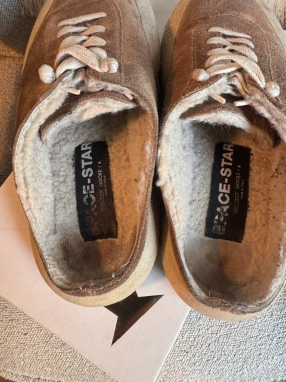 Golden Goose Space Star Sabot in tobacco-colored suede w/ perforated star Sz 39 - Picture 5 of 10